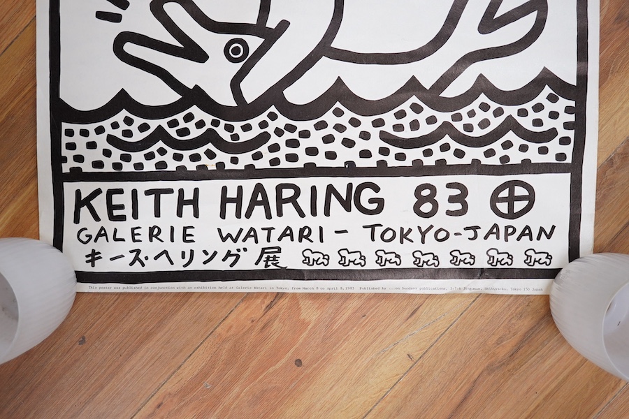 Keith Haring (American, 1958-1990), Offset lithographic poster printed in colours, Galerie Watari Tokyo, 1983, unframed, 67 x 51cm. Condition - creasing throughout.